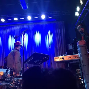 a band performing on stage