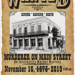 Murderer On Main Street, November 16, 2019