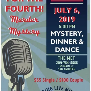 Forties for the Fourth, Murder Mystery, July 6, 2019.