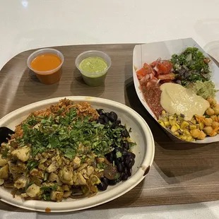 Chicken Bowl with cold toppings on the side