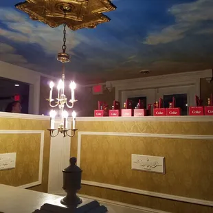 a chandelier in a restaurant