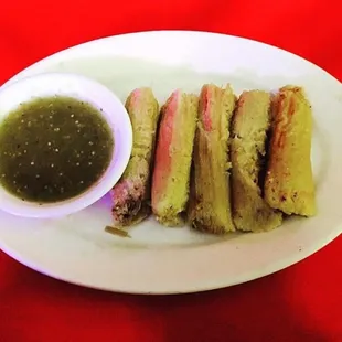 Their new chicken tamales. Served at lunch with a special green salsa. Soooo good