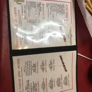 a menu for a mexican restaurant