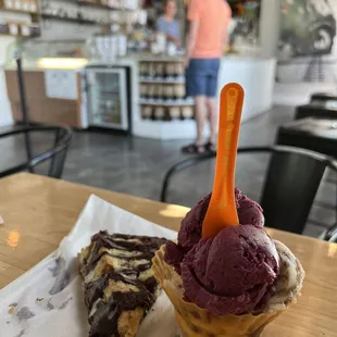 Chocolate chip scone and gelato