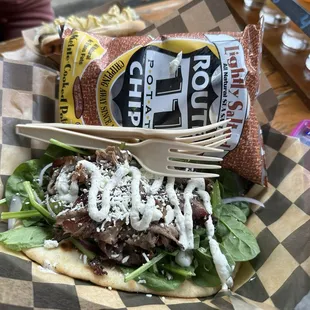Ribeye gyro with a side of chips