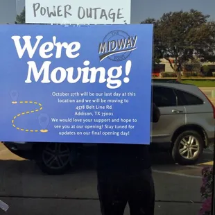 Their sign about new location