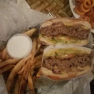 Point cheeseburger with fresh cut fries