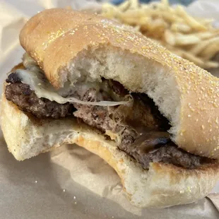 Dry burger with a bun that&apos;s bigger than the patty.