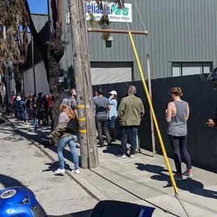 Semi-socially distanced line