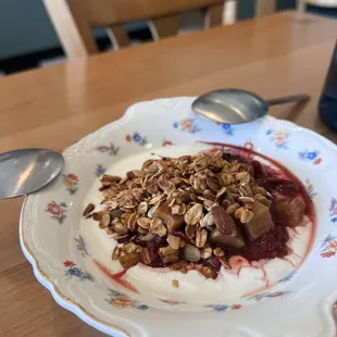 Yogurt with granola and fruit compote