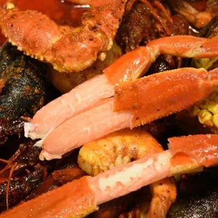a close up of a bowl of seafood
