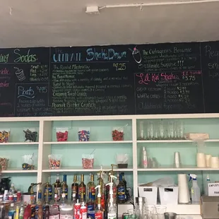 a menu on the wall