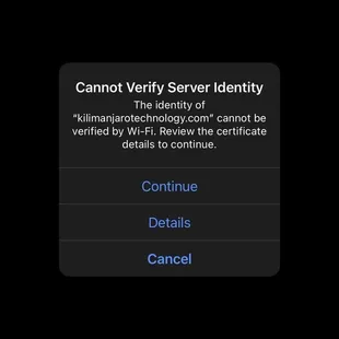Wi-Fi error message. If you see this error, select continue.