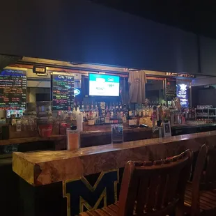 a bar with a lot of seating