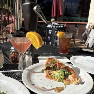 The veggie pizza and the Cosmo!