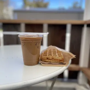 Dirty Chai with Oat Milk  &amp; Waffle in Hand