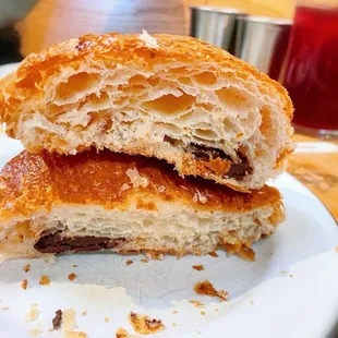 Inside look of the chocolate croissant.