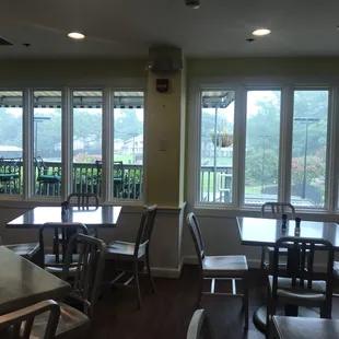 tables and chairs in a restaurant