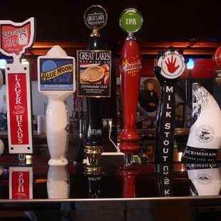 a selection of beer taps