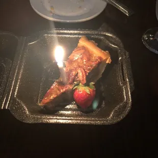 Pecan pie, they even added a candle for my birthday!