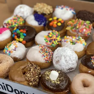 a box of mini donuts