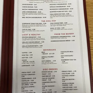 Updated menu