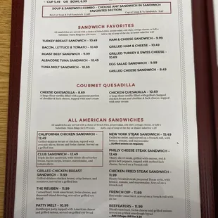 Updated menu