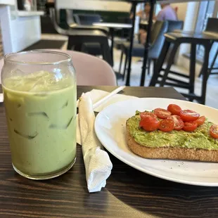 Matcha and avocado toast