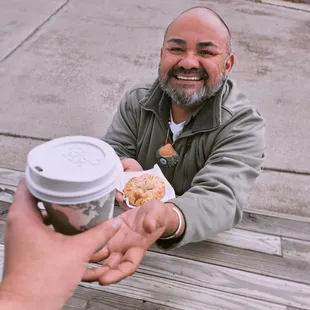 Coffee and baked goods at the Farmers Market