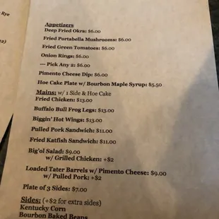 menu