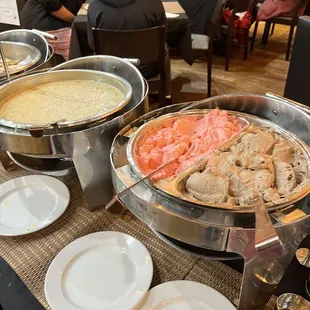 Dessert - strawberry and chocolate mousse at an Indian buffet?