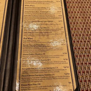 Wine list