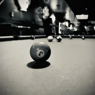 a pool ball on a pool table