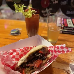 PBR braised Philly toast beef sandwich -- amazing!