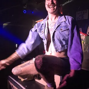 a man sitting on a box