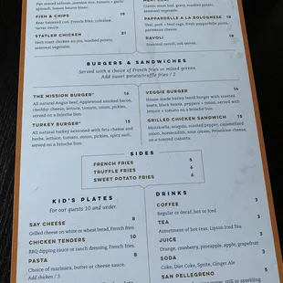 Regular menu