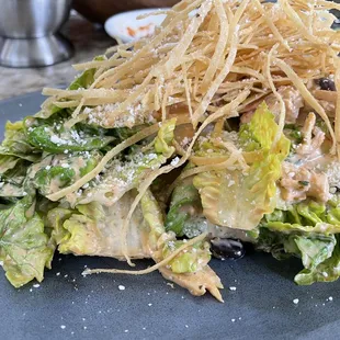 Chipotle Caesar Salad with Chile Roasted Shaved Chicken