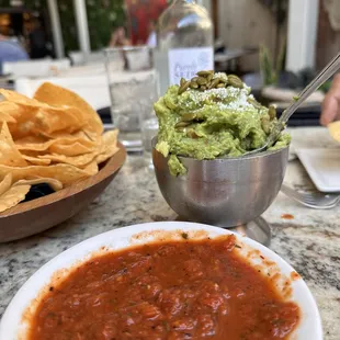Chips, Roasted Tomato Salsa, &amp; Guacamole