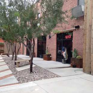 Courtyard in front of some of the stores at The Mix at Union Plaza