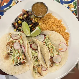 Fish tacos!  Good with tasty sides.