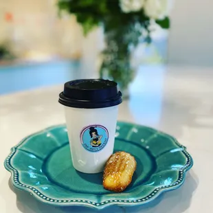 Complimentary buttery madeleine with your purchase of hot coffee or hot tea.