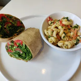 Mediterranean Veg Wrap with pasta salad