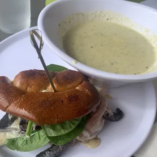 Half Pretzel Chicken Sando &amp; Soup