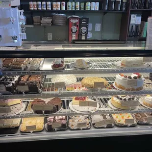 a display of various desserts
