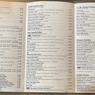 the menu of the mocha house