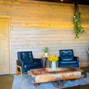two chairs and a coffee table