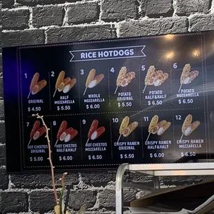 Menu as of November 2022