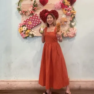 Green Tea with boba and Potato Half &amp; Half Rice Hotdog