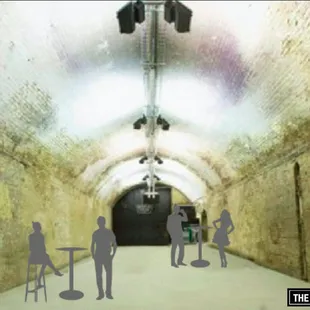 silhouettes of people in a tunnel