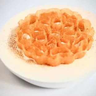 First course; didn't show the dip - surface of the dip just looks beige but hides a lot of deliciousness - this crispy thing was fantastic!